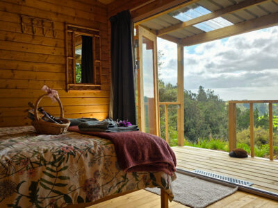 Secluded Cabin with Valley and Sea Views